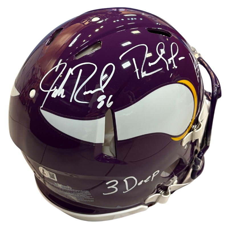 Randy Moss, Cris Carter, Jake Reed Autographed Minnesota Vikings