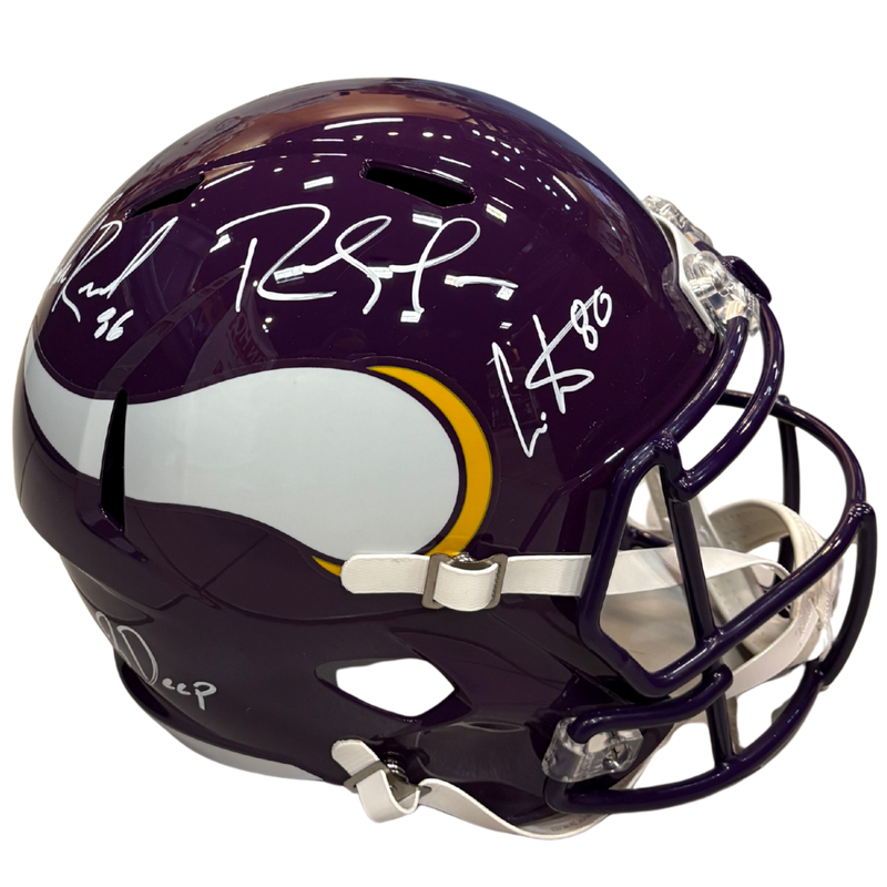 Randy Moss, Cris Carter, Jake Reed Autographed Minnesota Vikings Full-Size  Replica Speed Helmet