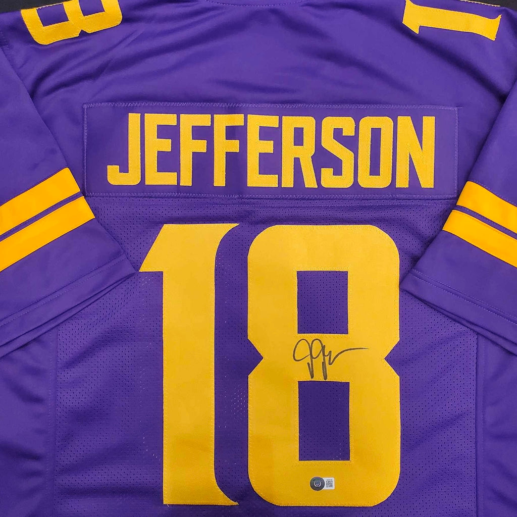 Justin Jefferson Autographed Purple Color Rush Pro-Style Jersey Autographs FanHQ   