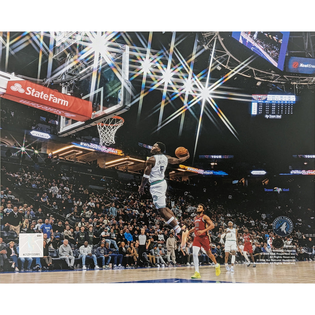 Anthony Edwards Unsigned Minnesota Timberwolves 8x10 Photo (Various to Choose From) Collectibles Fan HQ Dunk vs. New Orleans  