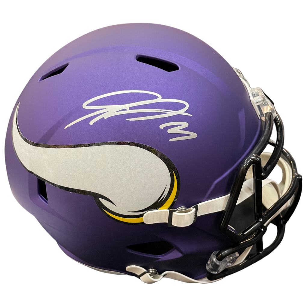 Jordan Addison Autographed Minnesota Vikings Full-Size Speed Replica Helmet Autographs FanHQ   