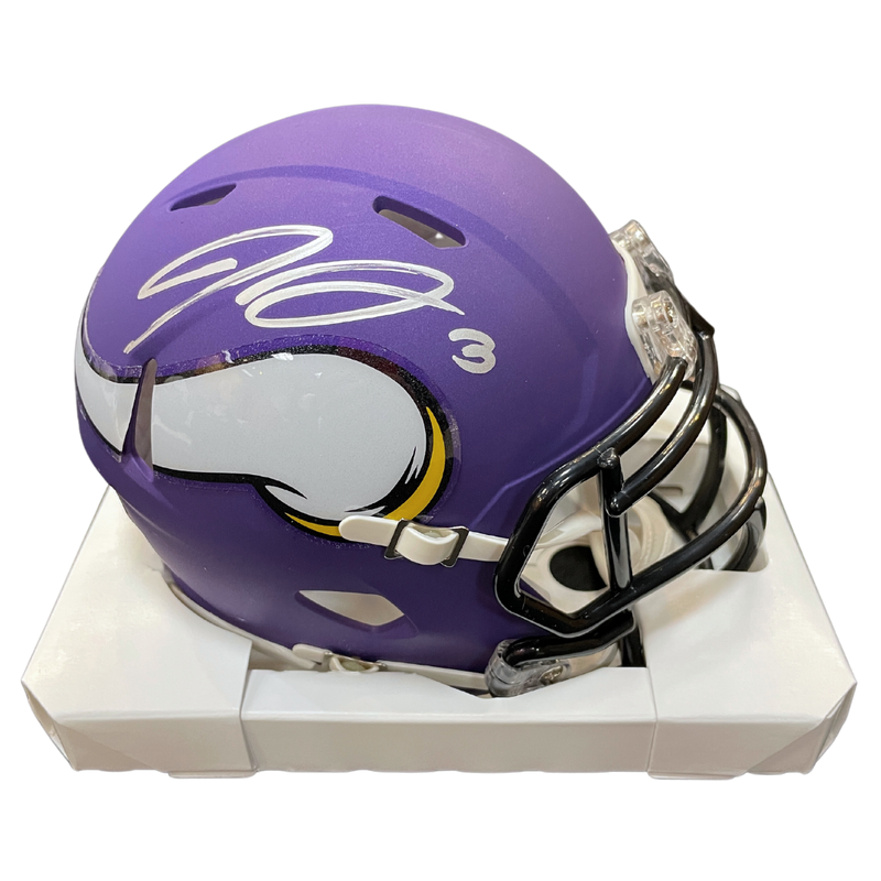 Jordan Addison Autographed Minnesota Vikings Speed Mini Helmet Autographs FanHQ   