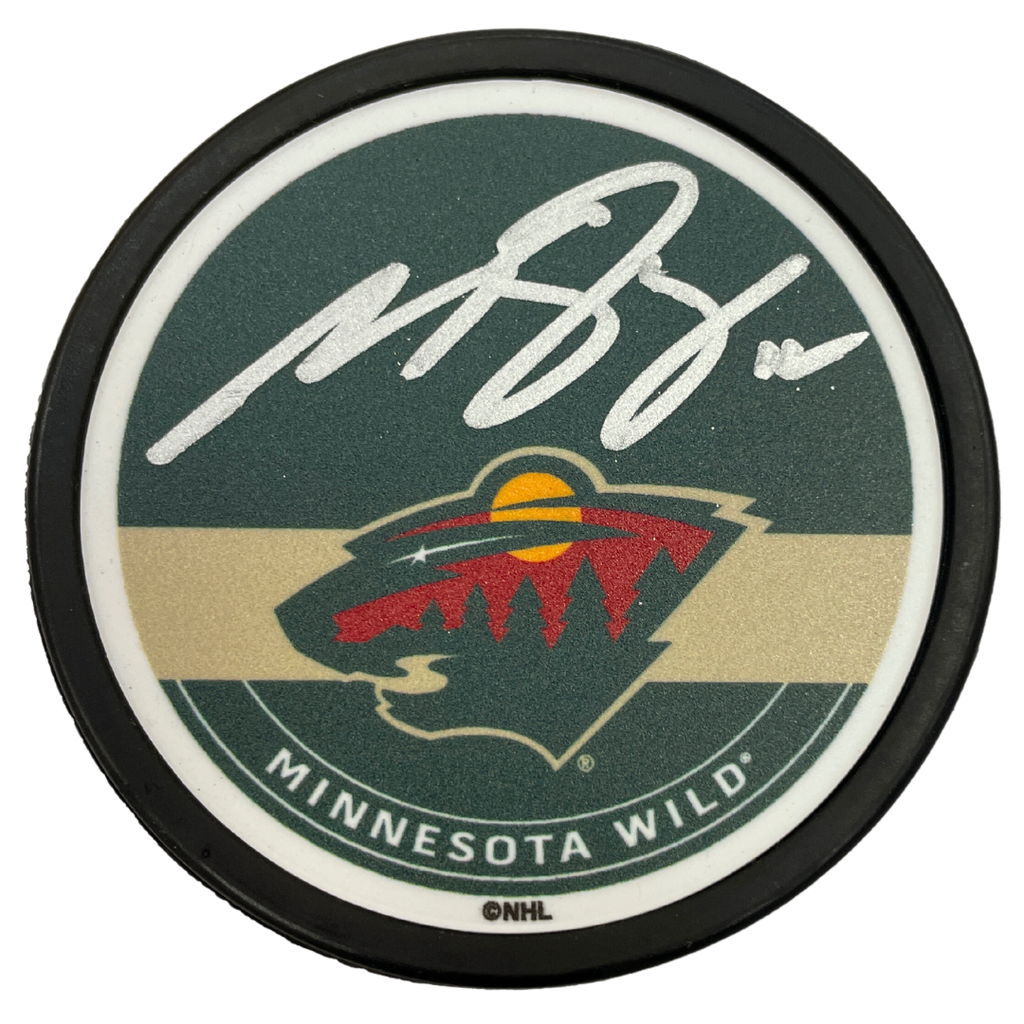 Matt Boldy Autographed Minnesota Wild Signature Puck Autographs FanHQ   