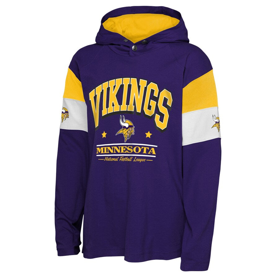 Minnesota Vikings Youth Champs Long Sleeve Hooded Jersey Tee Kids Outerstuff