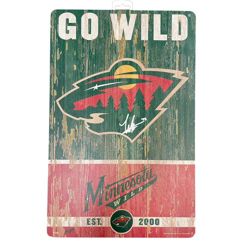 Brandon Duhaime Autographed Minnesota Wild Wood Sign