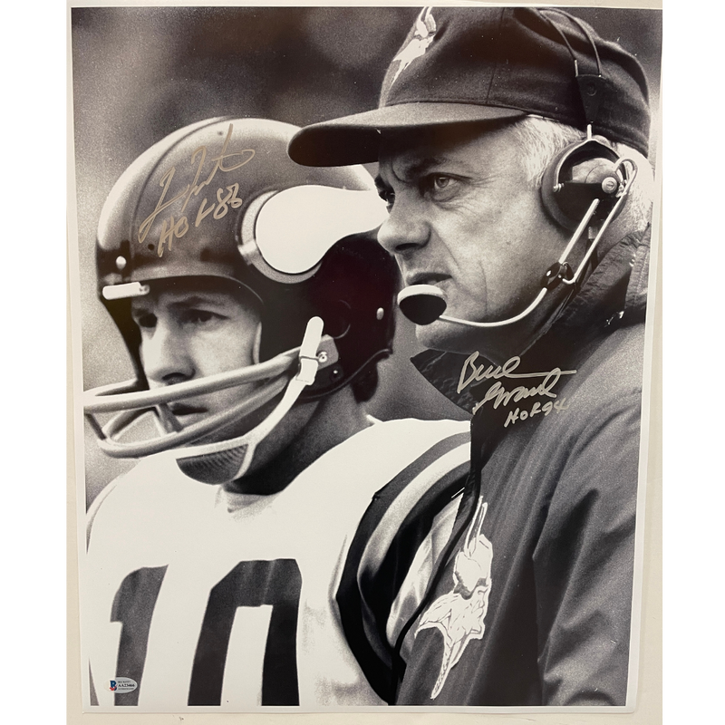 Fran Tarkenton and Bud Grant Signed and Inscribed 16x20 Photo Autographs Fan HQ   