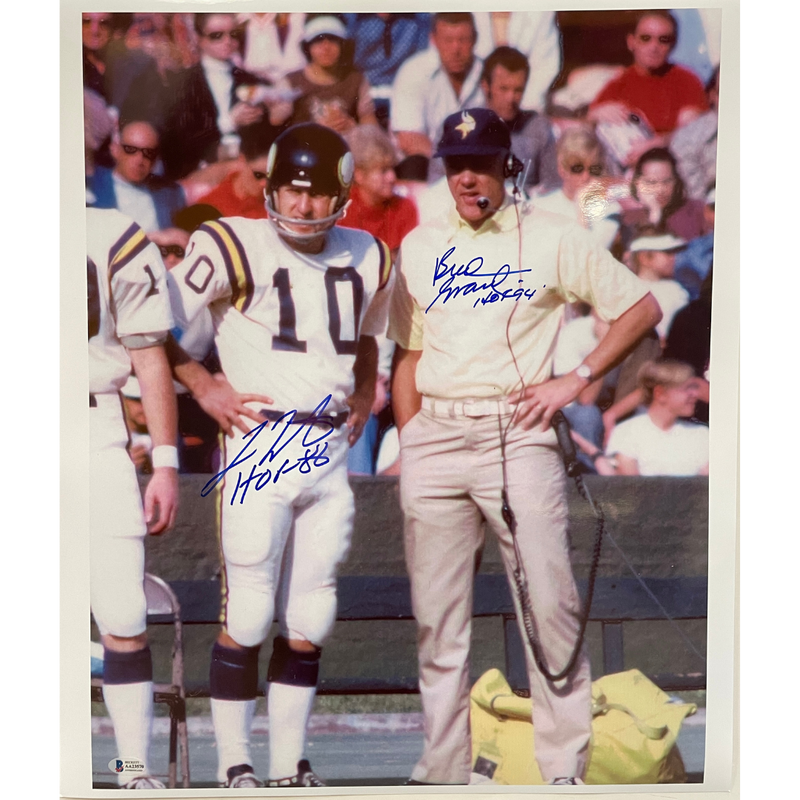 Fran Tarkenton and Bud Grant Signed and Inscribed 16x20 Photo Autographs Fan HQ   