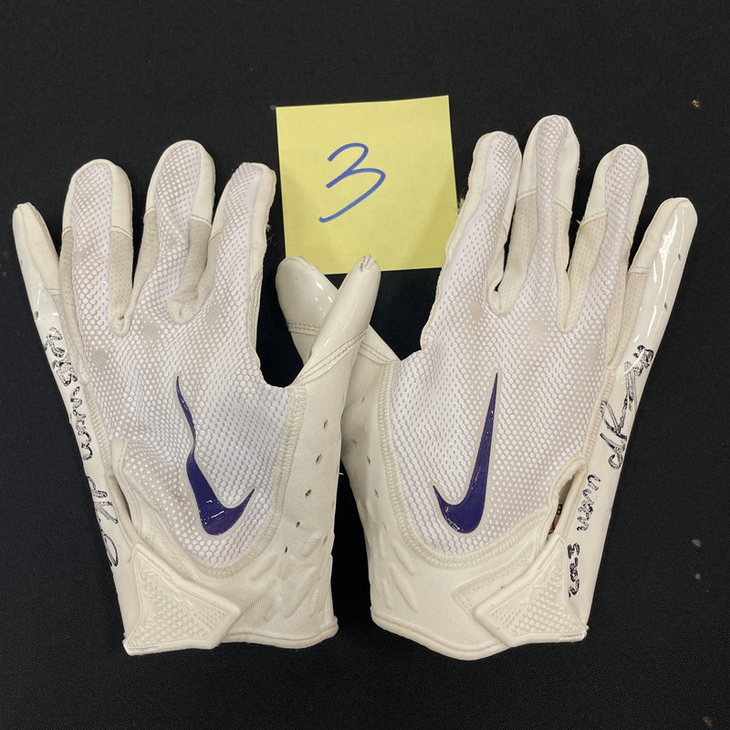Ivan Pace Jr. Game Used Gloves and Spikes Autographs FanHQ 1/8/24 - 2023 Game Worn White Gloves (Pair 3)  