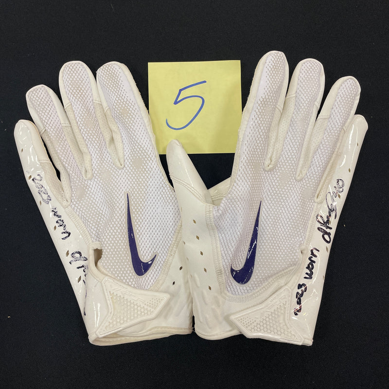 Ivan Pace Jr. Game Used Gloves and Spikes Autographs FanHQ 1/8/24 - 2023 Game Worn White Gloves (Pair 5)  