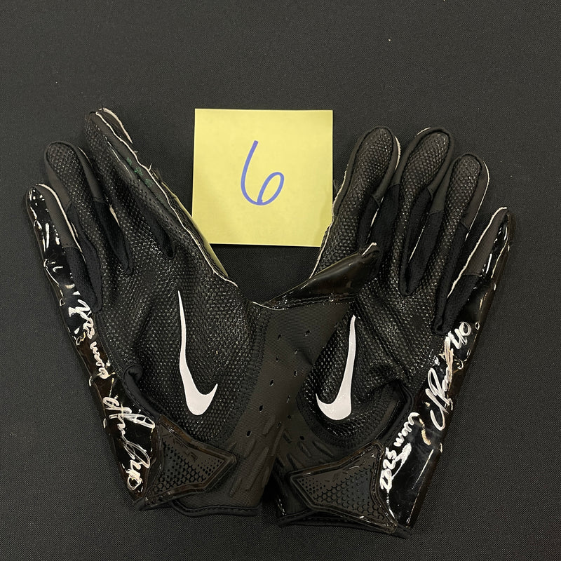 Ivan Pace Jr. Game Used Gloves and Spikes Autographs FanHQ 1/8/24 - 2023 Game Worn Black Gloves (Pair 6)  