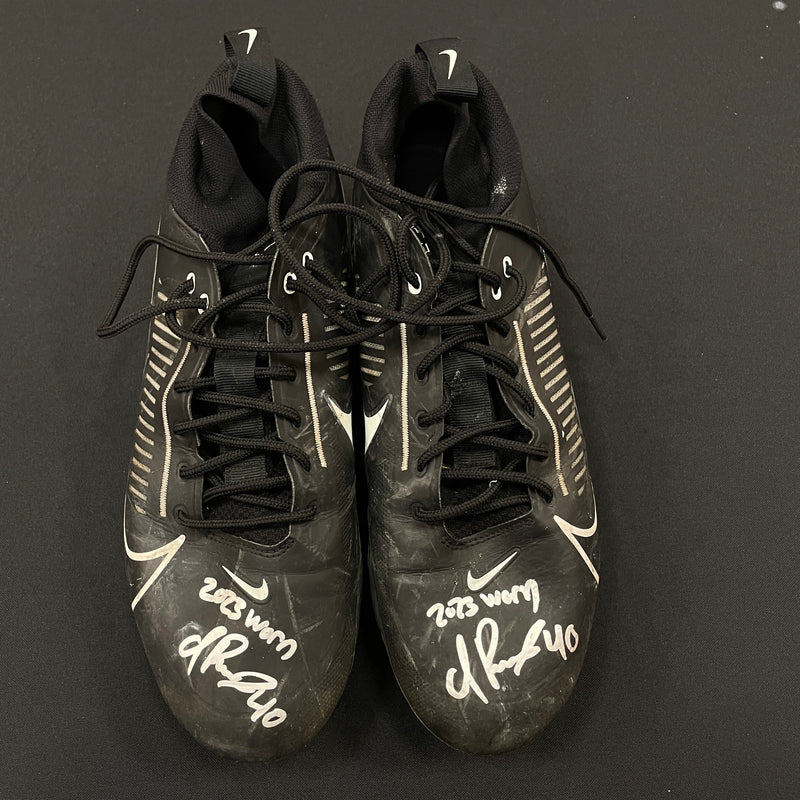 Ivan Pace Jr. Game Used Gloves and Spikes Autographs FanHQ 1/8/24 - 2023 Game Worn Black Shoes  
