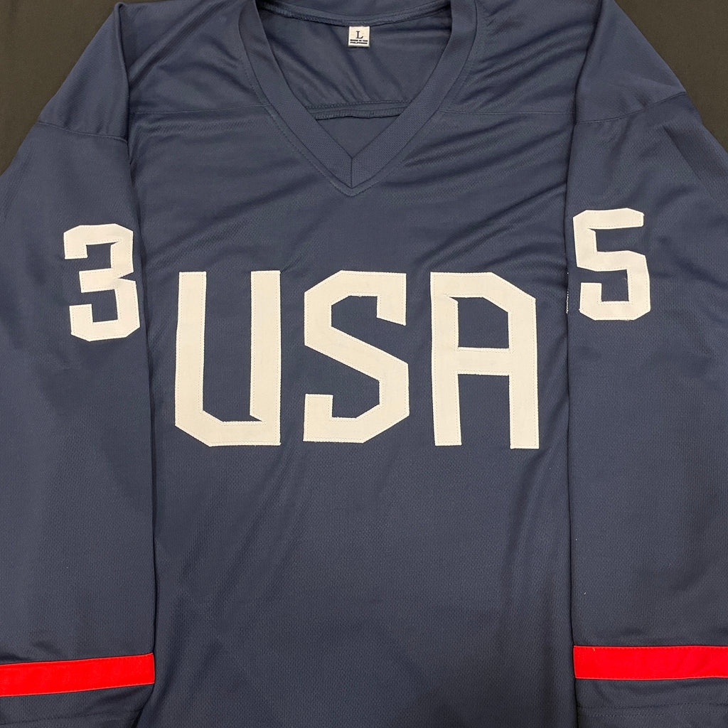 Maddie Rooney Autographed Blue USA Jersey w/ 2018 Gold! Inscription Autographs Fan HQ