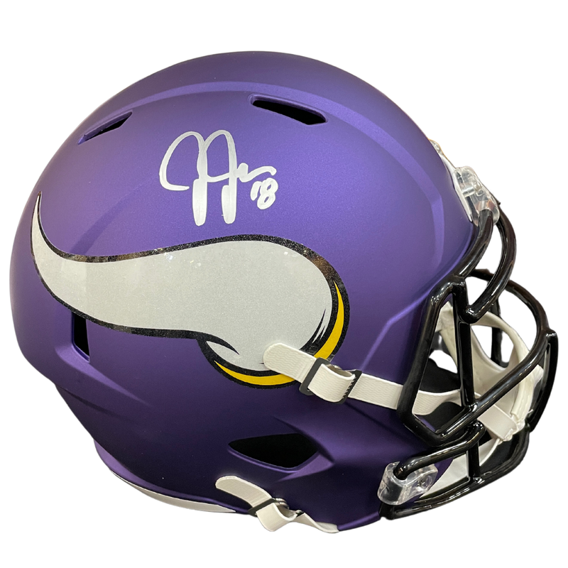 Justin Jefferson Autographed Minnesota Vikings Full-Size Replica Speed Helmet Autographs FanHQ   