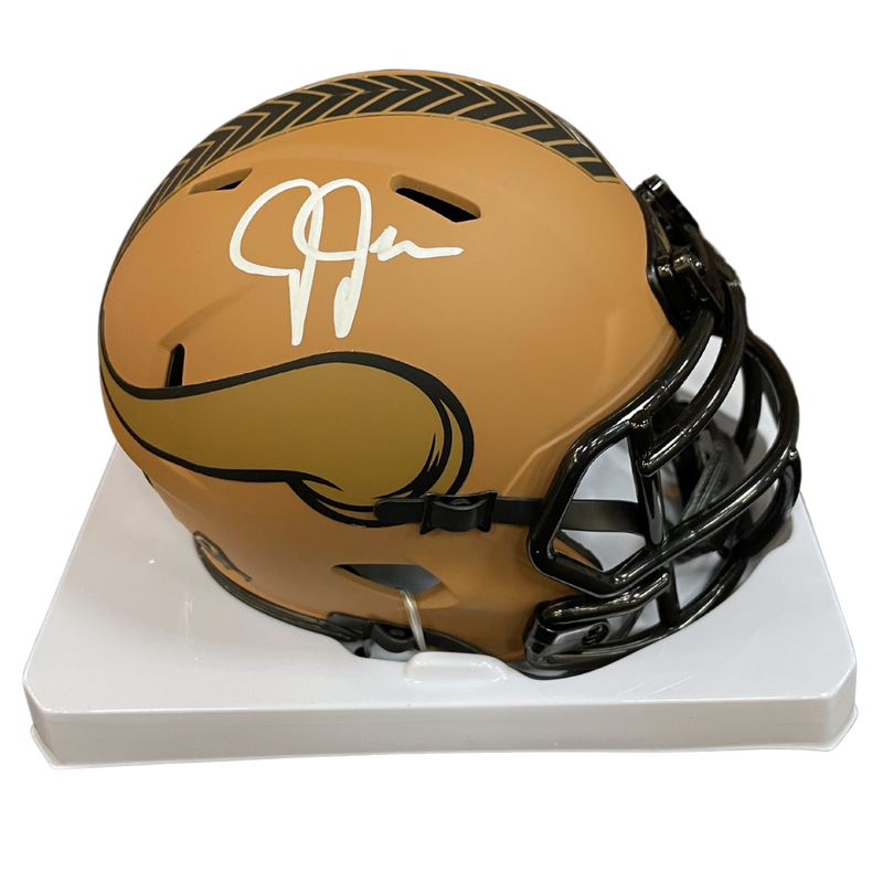 2023 navy football helmet Justin Jefferson Autographed Minnesota Vikings 2023 Salute To Service – Fan HQ