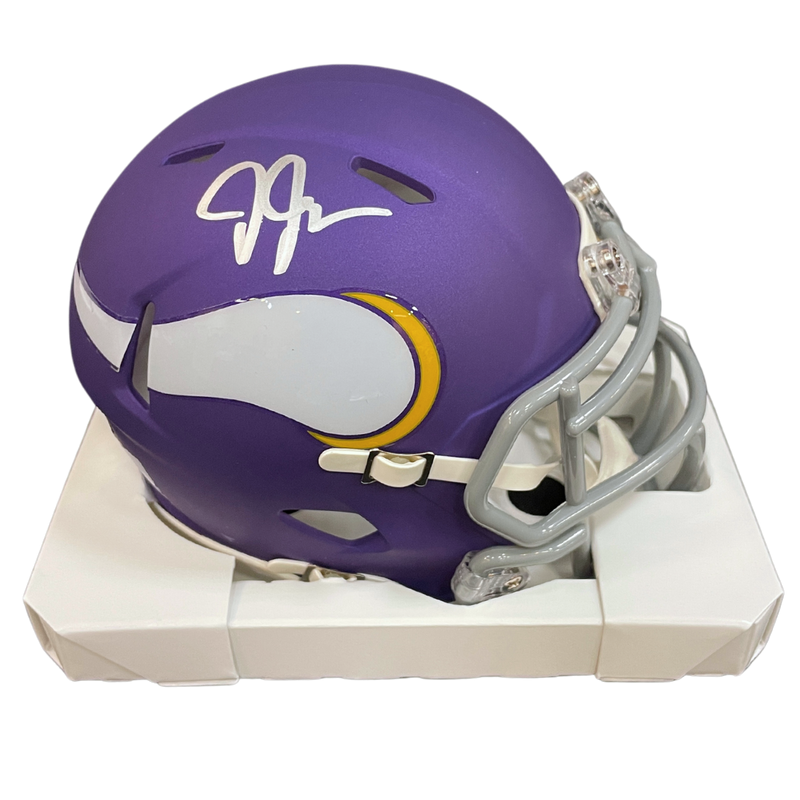 Justin Jefferson Autographed Minnesota Vikings Classic Mini Helmet Autographs FanHQ   