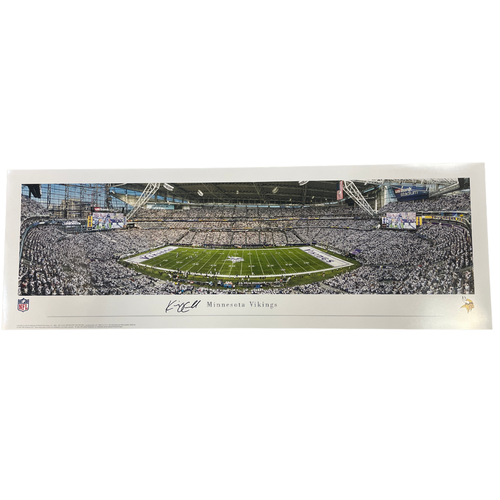 Kevin O'Connell Autographed Minnesota Vikings Whiteout Panoramic Print Autographs Fan HQ   