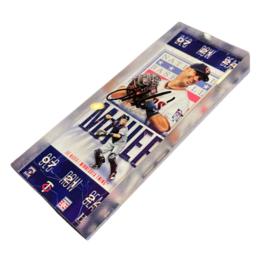 Joe Mauer Autographed Acrylic Hall Of Fame Induction Ticket Autographs Fan HQ