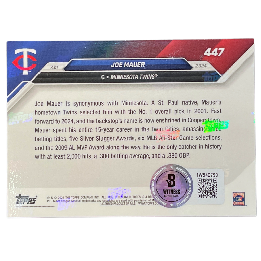 Joe Mauer Autographed Topps Now Card Autographs Fan HQ