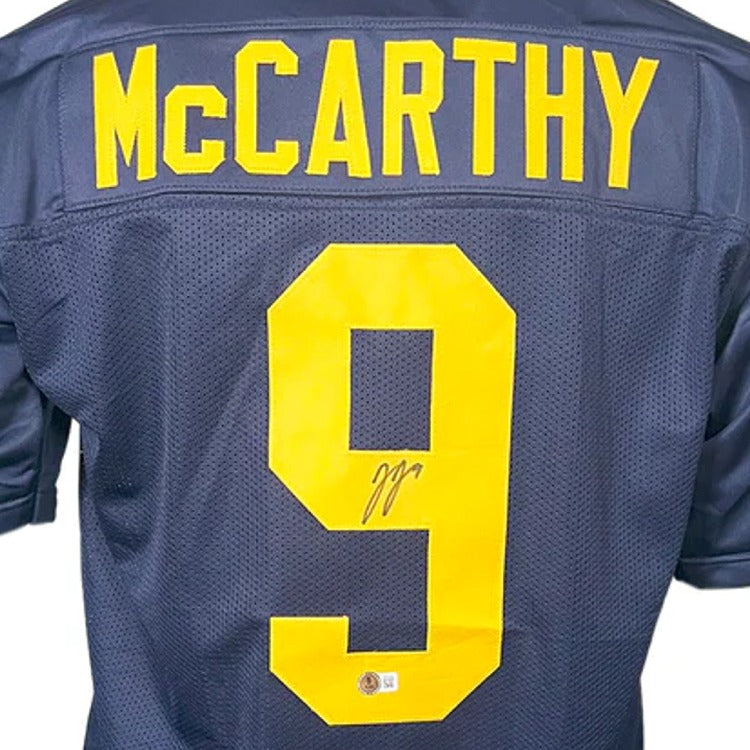 PRE-ORDER: J.J. McCarthy Autographed Pro or College Style Jersey (Choose From List) Autographs FanHQ College-Style Blue Autograph Only 