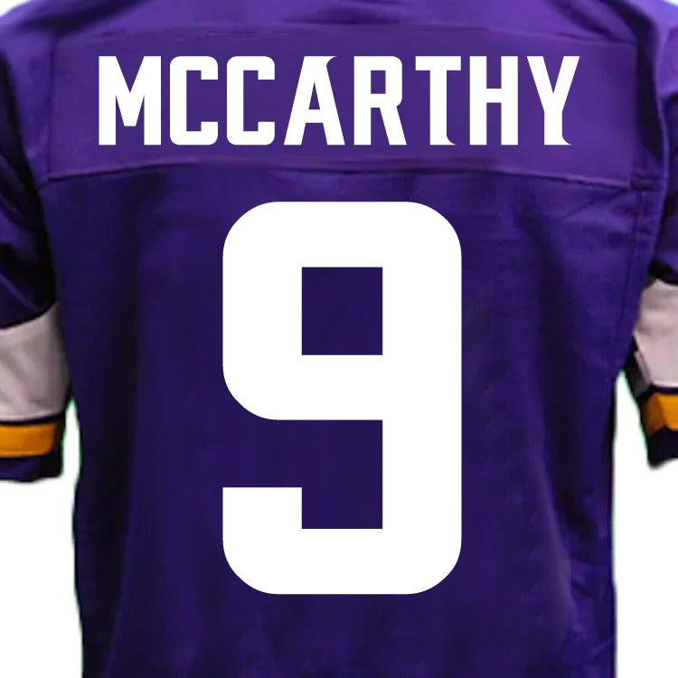 PRE-ORDER: J.J. McCarthy Autographed Pro or College Style Jersey (Choose From List) Autographs FanHQ Pro-Style Purple Autograph Only 