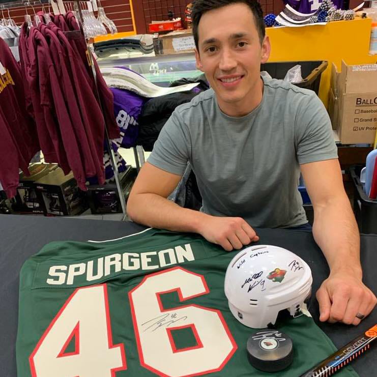 Jared Spurgeon Autographed Minnesota Wild Logo Puck Autographs FanHQ