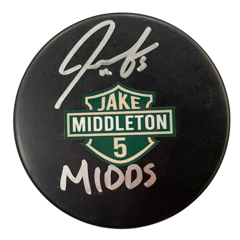 Jake Middleton Autographed Fan HQ Exclusive Motorcycle Inspired Art Puck w/ Midds Inscription (Numbered Edition) Autographs FanHQ   