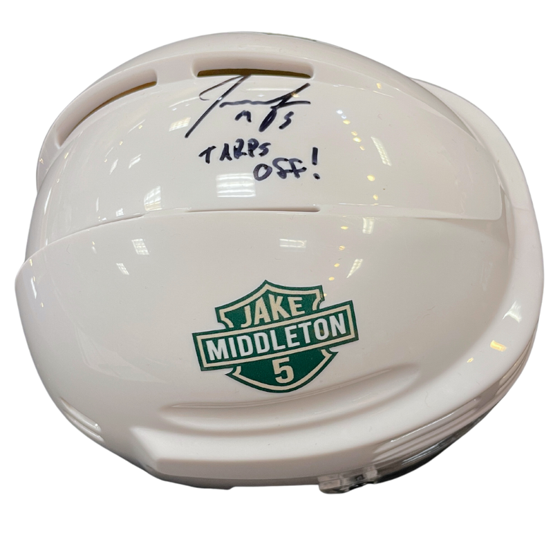 Jake Middleton Autographed Fan HQ Exclusive Motorcycle Inspired Art Mini Helmet w/ Tarps Off! Inscription (Numbered Edition)