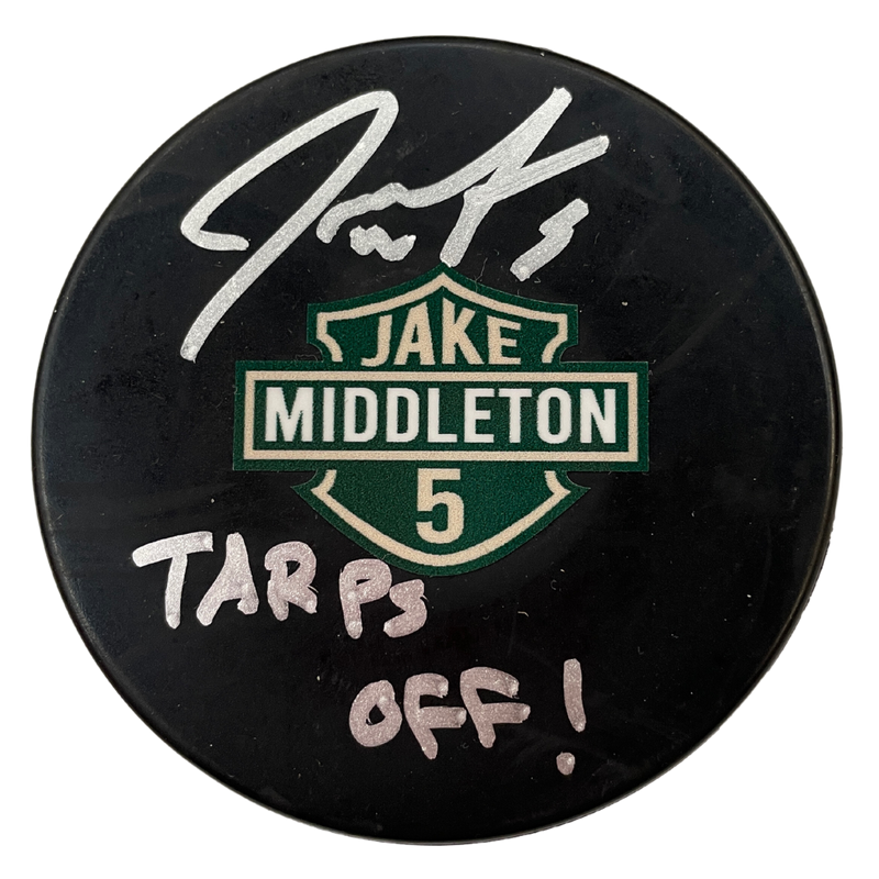 Jake Middleton Autographed Fan HQ Exclusive Motorcycle Inspired Art Puck w/ Tarps Off! Inscription (Numbered Edition) Autographs FanHQ   
