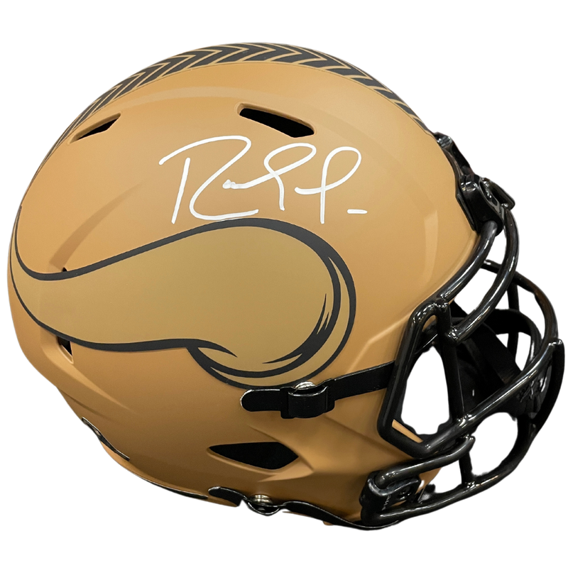 autographed full size football helmets Randy Moss Autographed Minnesota Vikings Salute To Service Full-Size Replica Helmet