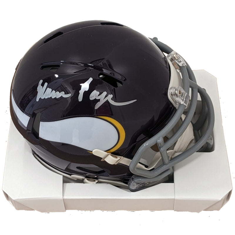 Alan Page Autographed Minnesota Vikings Throwback Speed Mini Helmet Autographs FanHQ   