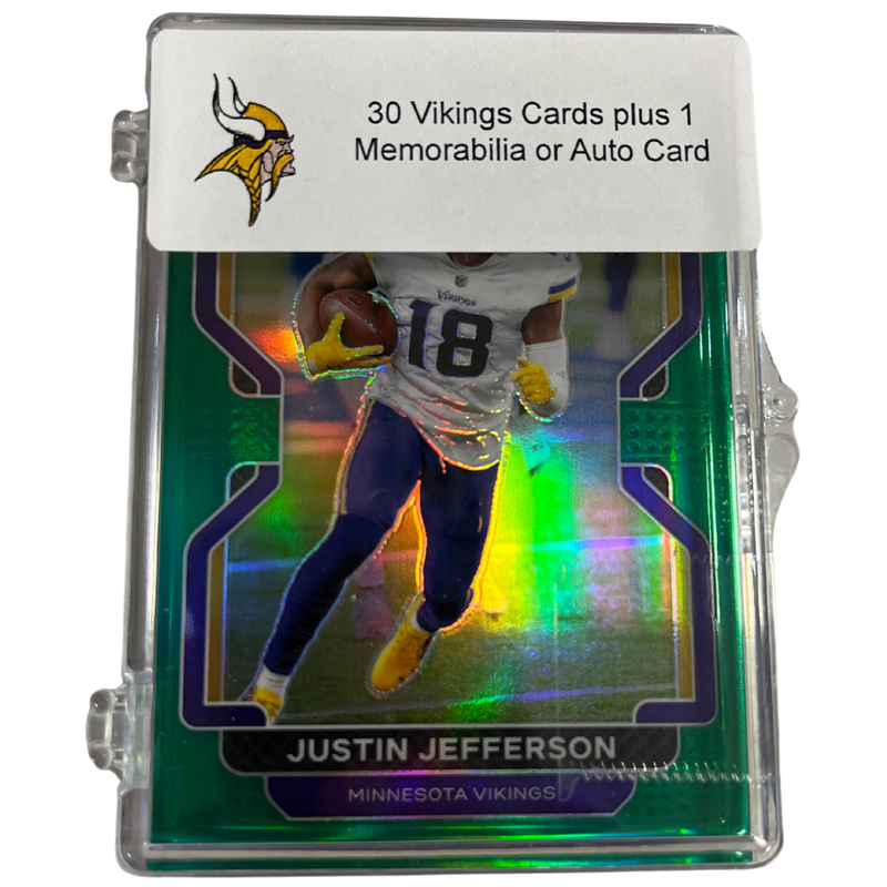 Minnesota Vikings 30 Football Card Mystery Box w/ 1 Autograph or Memorabilia Card
