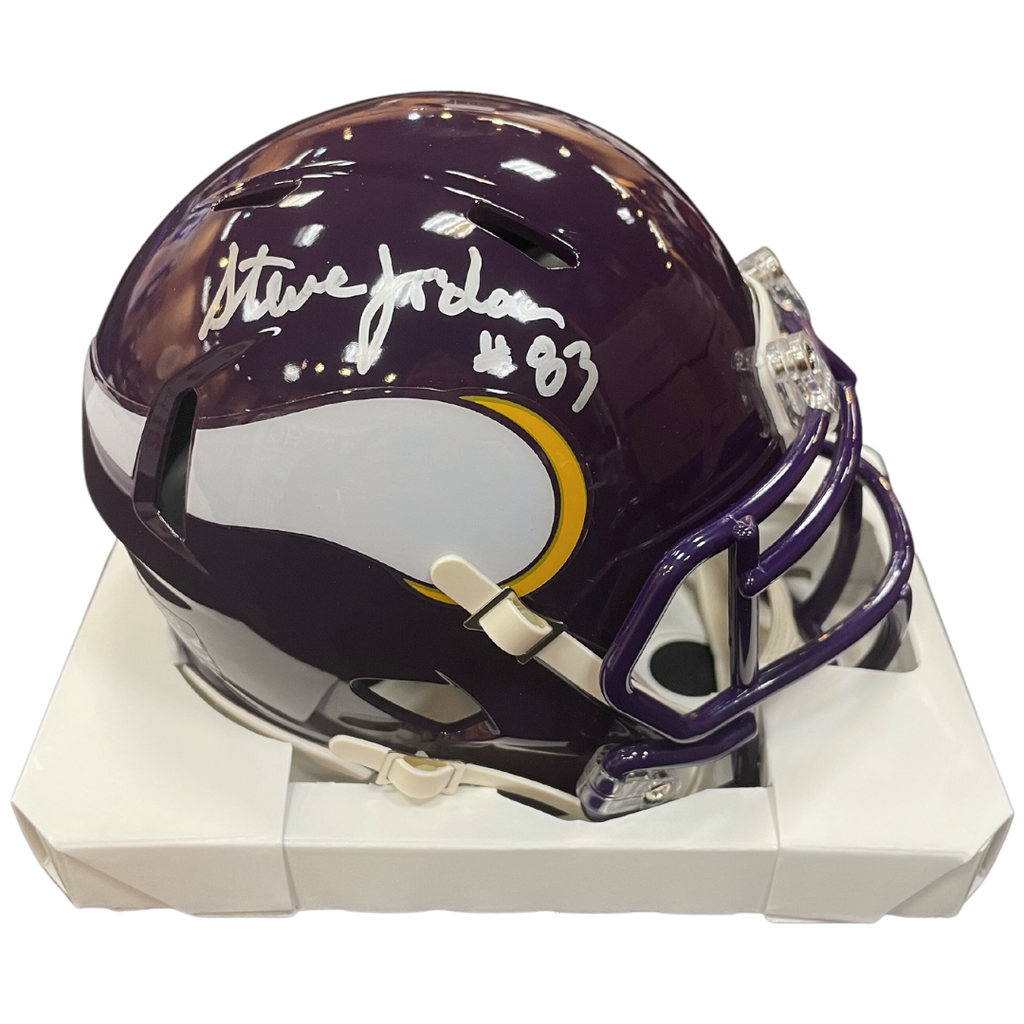 Steve Jordan Autographed Minnesota Vikings Throwback Speed Mini Helmet Autographs FanHQ   