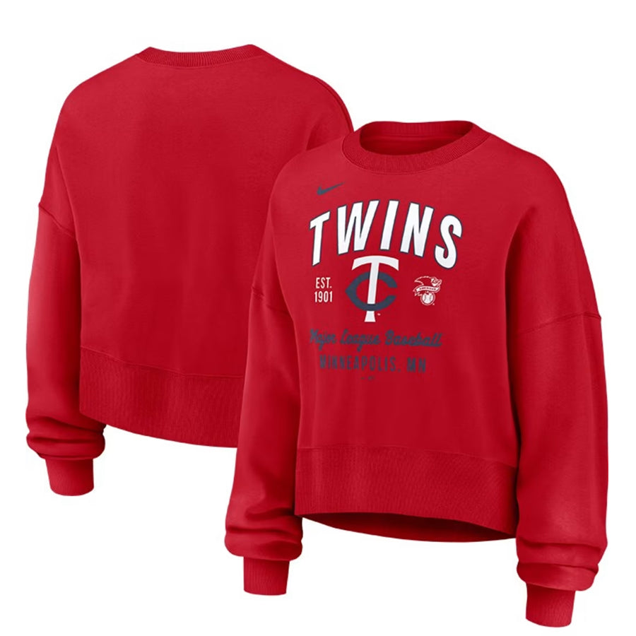 AVAILABLE IN-STORE ONLY! Minnesota Twins Nike Women's Red MLB Fangear Crewneck Sweatshirt Womens Nike