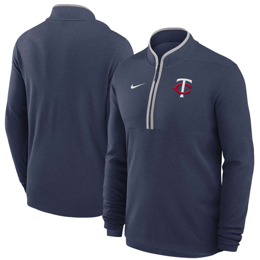 AVAILABLE IN-STORE ONLY! Minnesota Twins Nike Navy Victory Subtle Logo Half Zip Jacket Jackets Nike