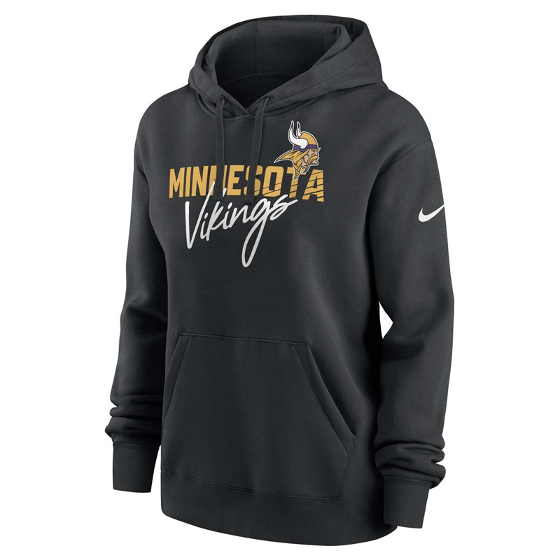 AVAILABLE IN-STORE ONLY! Minnesota Vikings Women's Black Nike Wordmark Club Fleece Pullover Hoodie Womens Nike