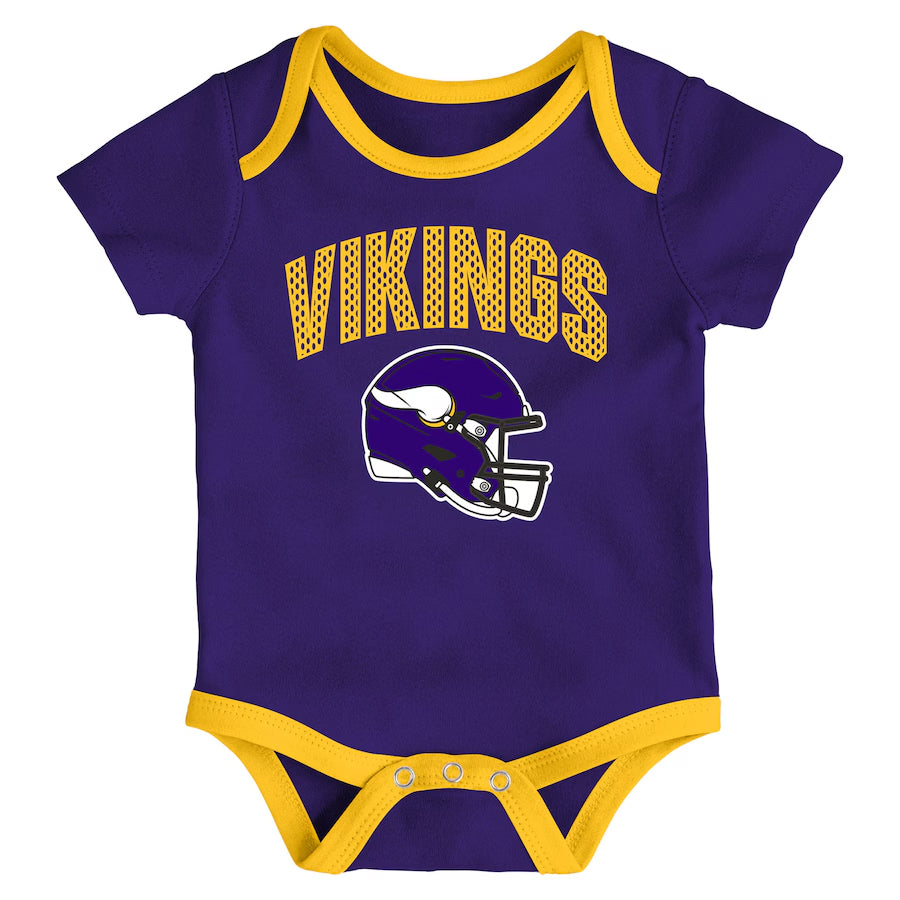Minnesota Vikings Newborn 3-Pack Creeper/Onesie Set Kids Outerstuff