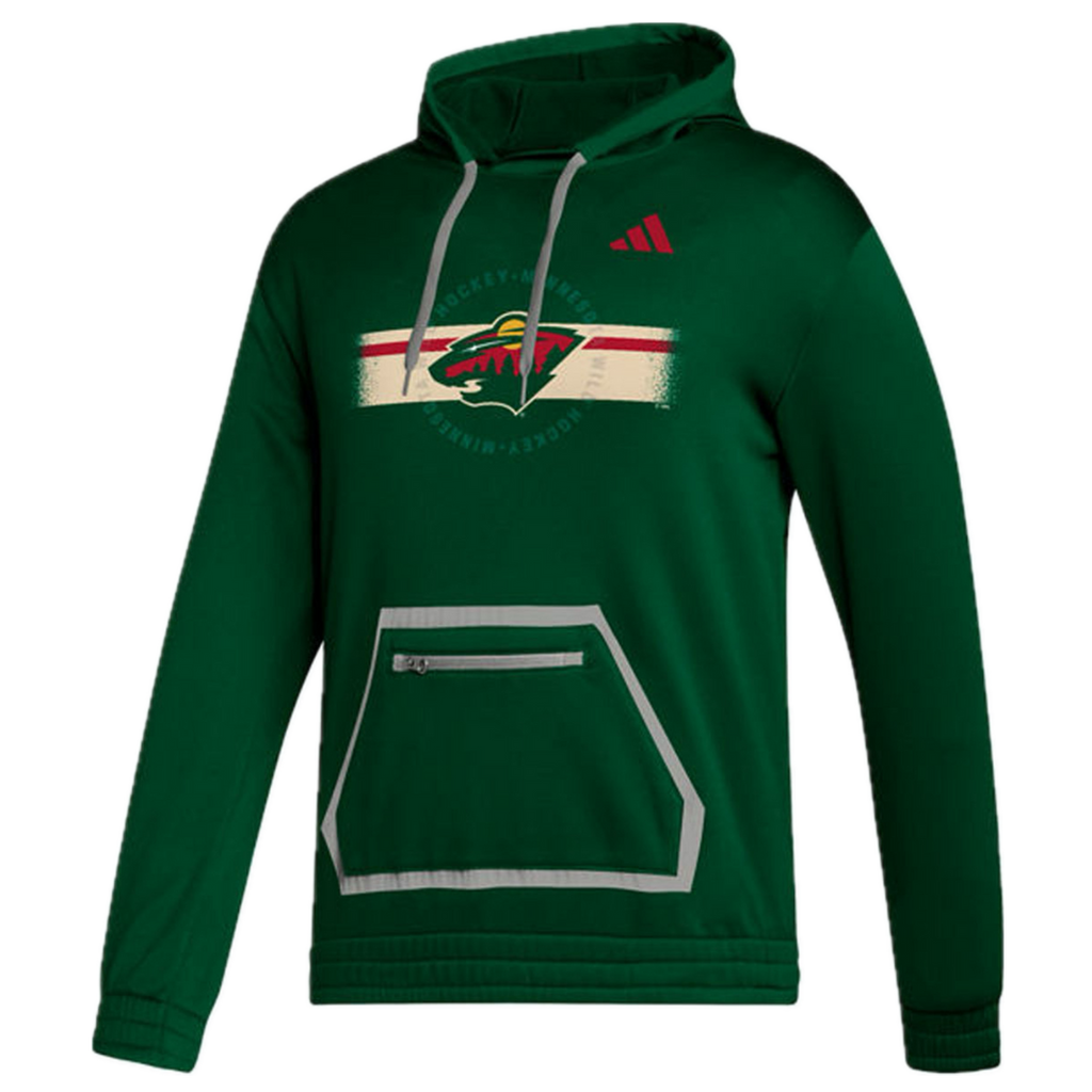 Minnesota Wild adidas Green Jersey Stripe Hoodie Sweatshirts Adidas   
