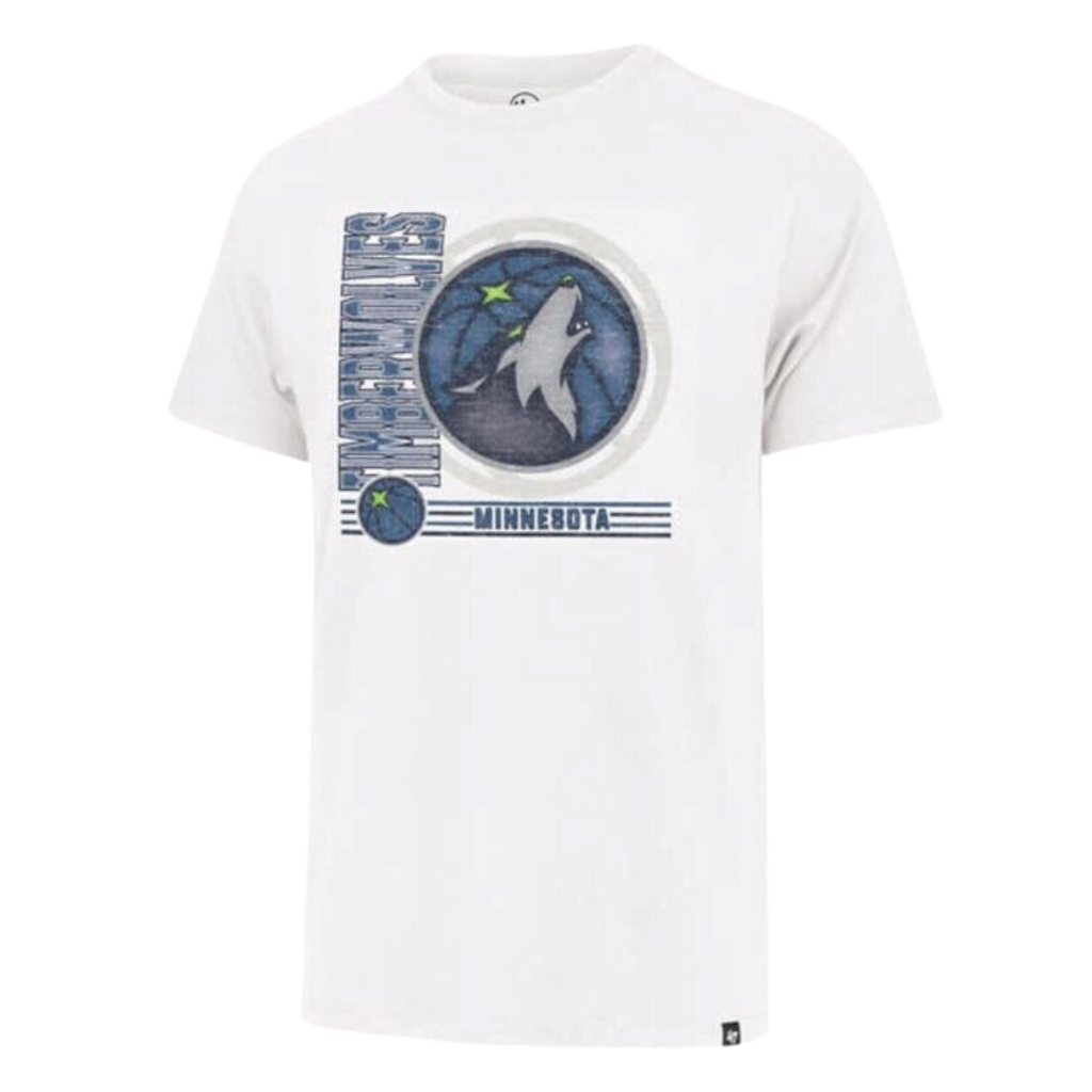 Minnesota Timberwolves '47 Brand Bone Distressed Logo Script Tee T-Shirts 47 Brand   