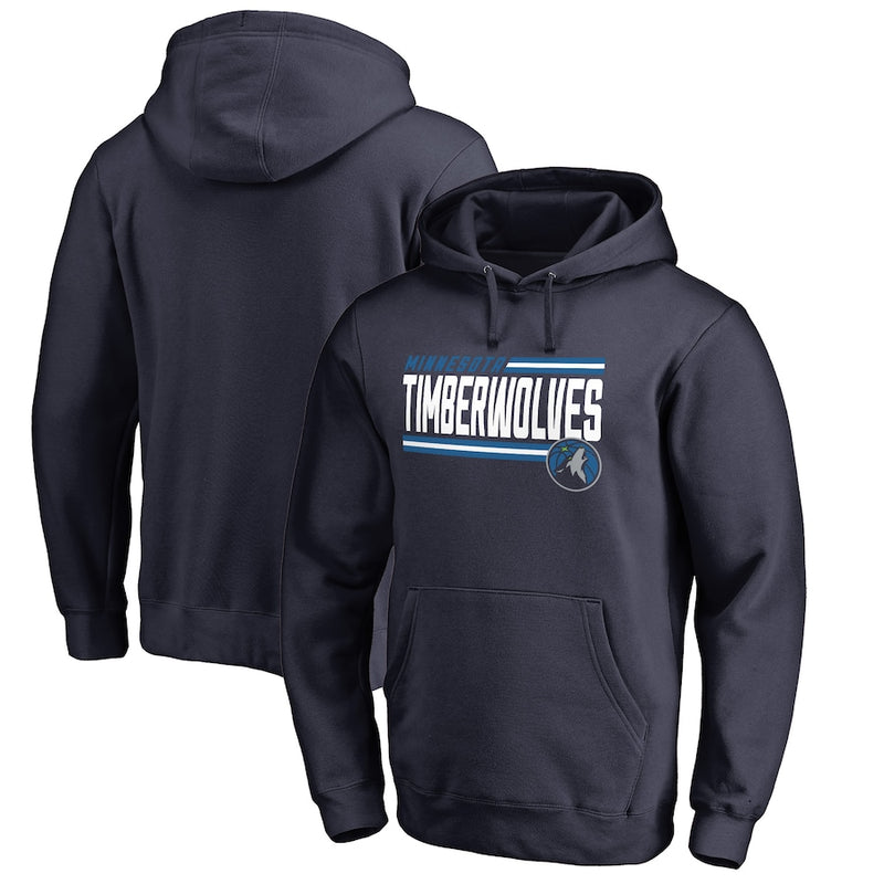 Minnesota Timberwolves Fanatics Navy Stripe Pullover Hoodie Sweatshirts Fanatics   