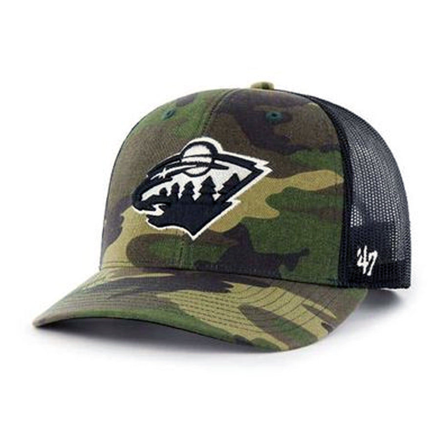 Minnesota Wild '47 Brand Camo Trucker Adjustable Snapback Hat Hats 47 Brand   