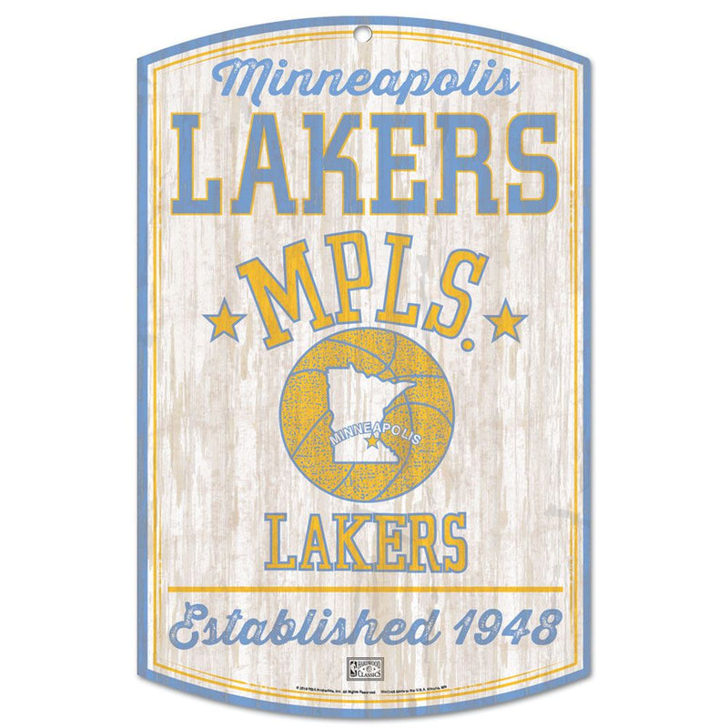 Minneapolis Lakers Hardwood Classics 11" x 17" Wood Sign