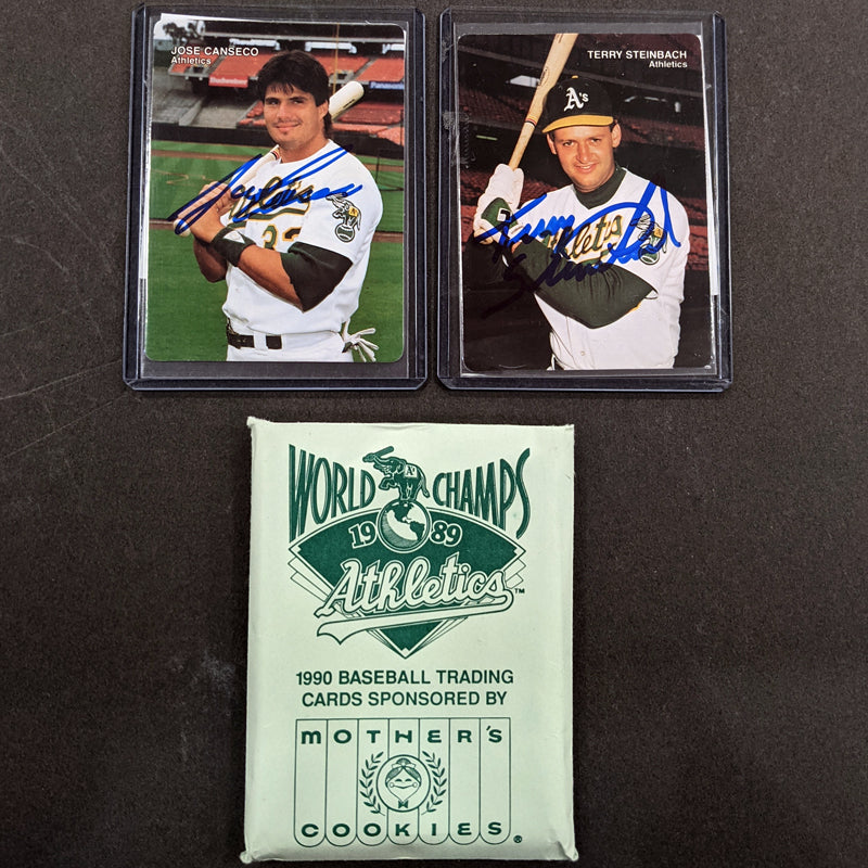 Terry Steinbach & Jose Canseco Autographed Complete Oakland A's Mother's Cookies Team Set (Various Years to Choose From) Autographs FanHQ 1990 (In Envelope)  
