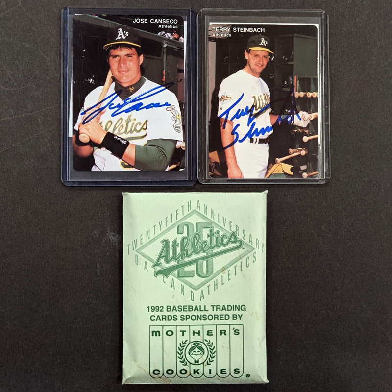 Terry Steinbach & Jose Canseco Autographed Complete Oakland A's Mother's Cookies Team Set (Various Years to Choose From) Autographs FanHQ 1992 (In Envelope)  