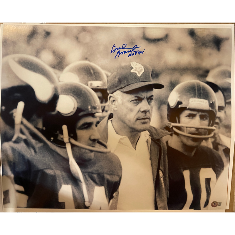 Bud Grant Signed and Inscribed 16x20 Photo (Black and White) Autographs Fan HQ   