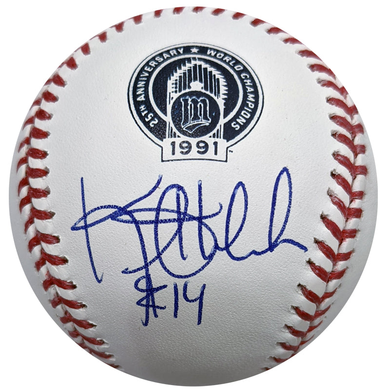 Kent Hrbek Autographed Rawlings 1991 World Champions 25th Anniversary Baseball Minnesota Twins Autographs Fan HQ   