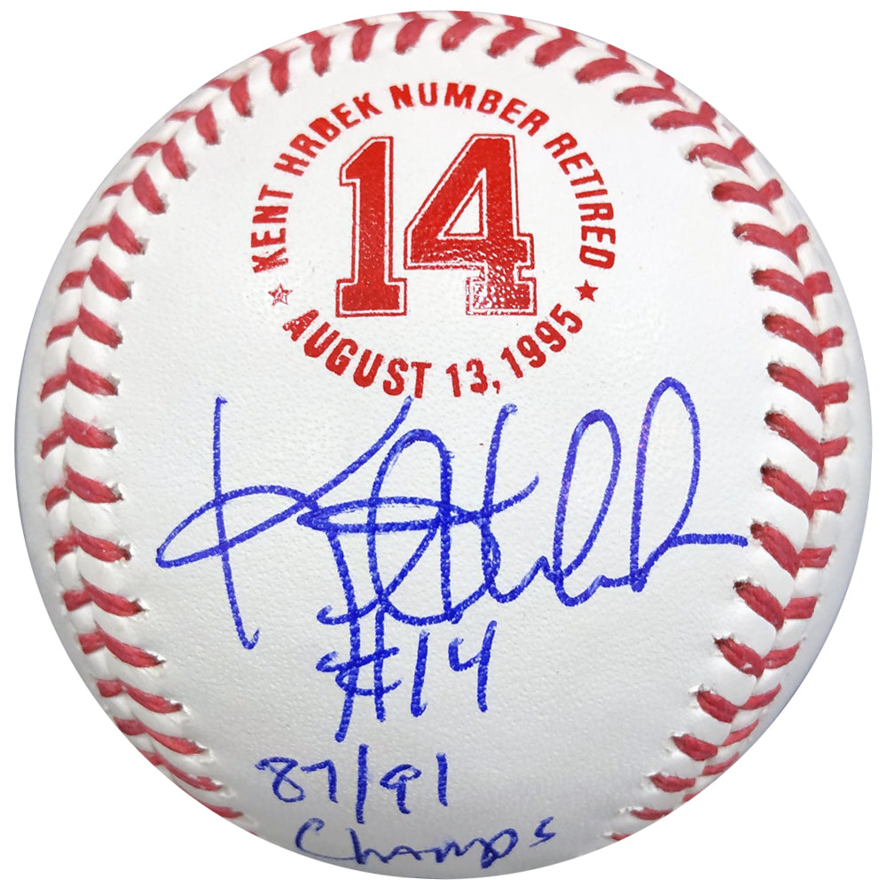 Kent Hrbek Signed and Inscribed "87/91 Champs" Fan HQ Exclusive Number Retired Baseball Minnesota Twins (Number 14/14) Autographs Fan HQ   
