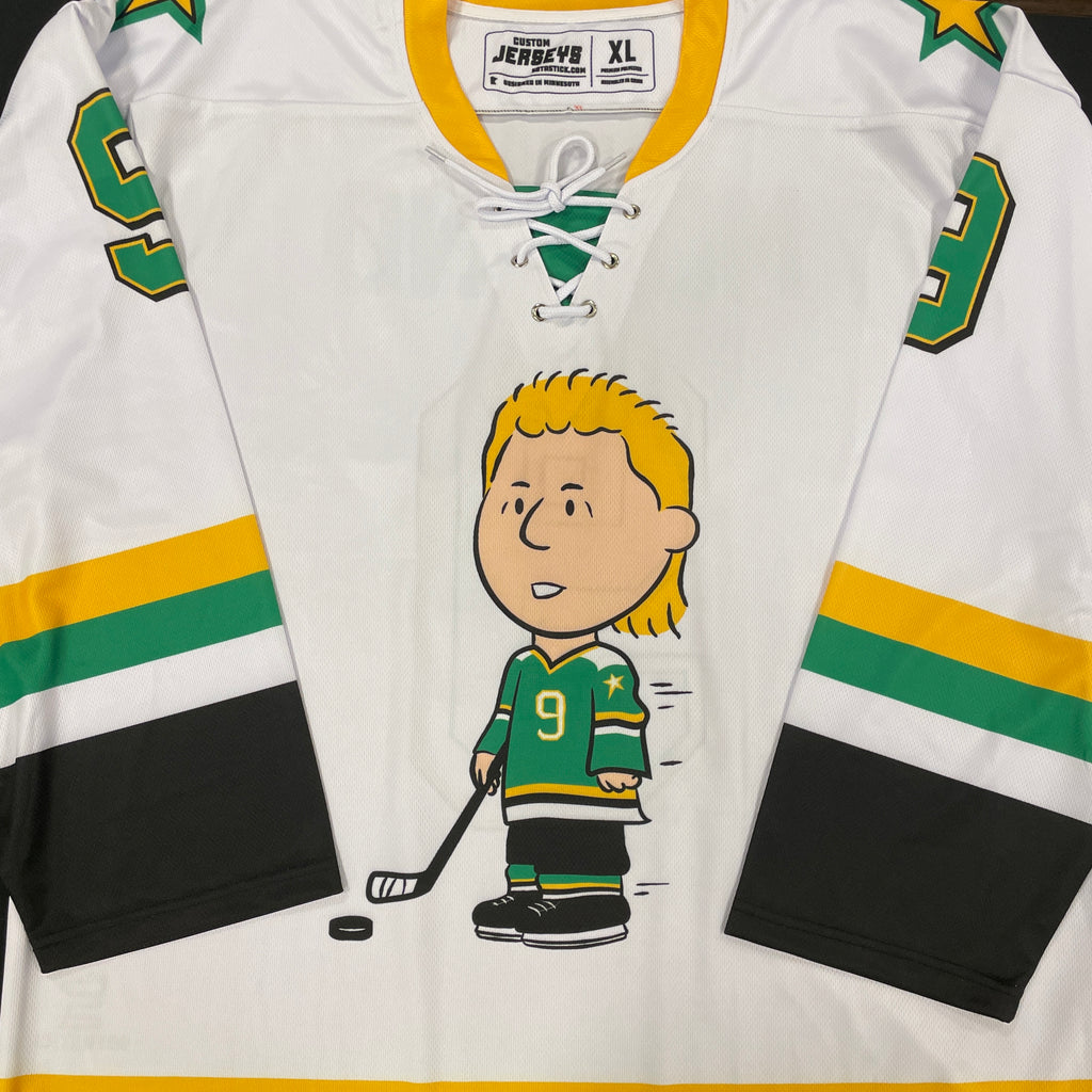 Mike Modano Autographed Fan HQ Exclusive SotaStick Art Little Mo Jersey (Numbered Edition) Autographs FanHQ   