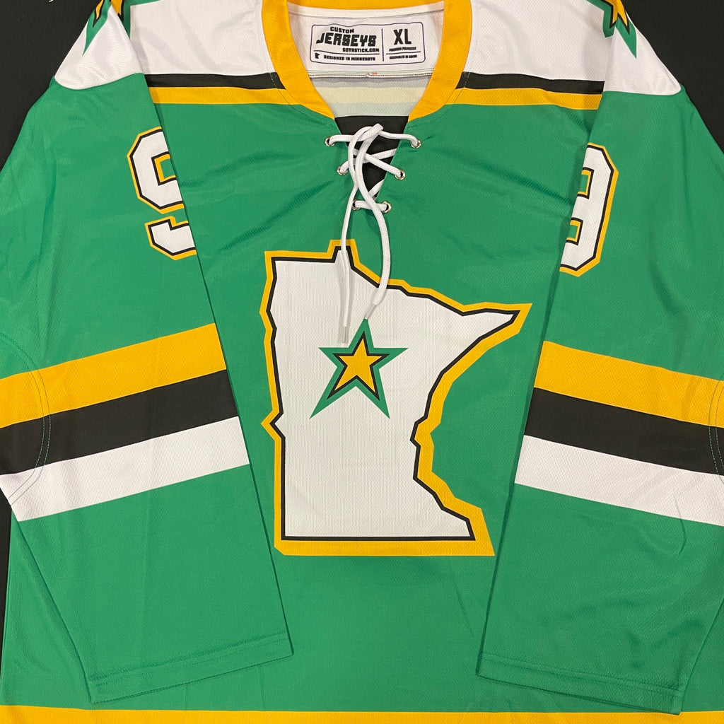 Mike Modano Autographed Fan HQ Exclusive SotaStick Art North State Jersey (Numbered Edition) Autographs FanHQ   