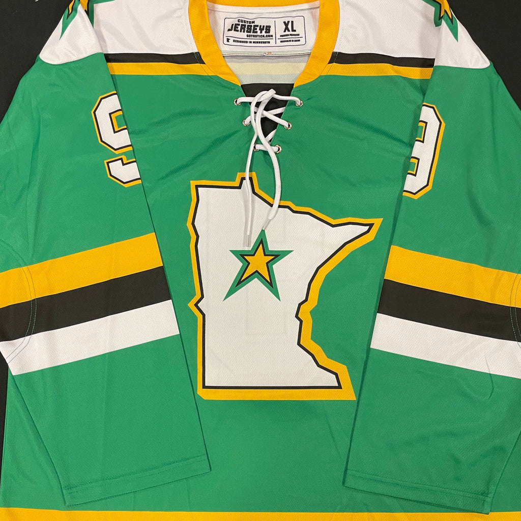 Mike Modano Autographed Fan HQ Exclusive SotaStick Art North State Jersey (Numbered Edition) Autographs FanHQ Standard Number (2-8)