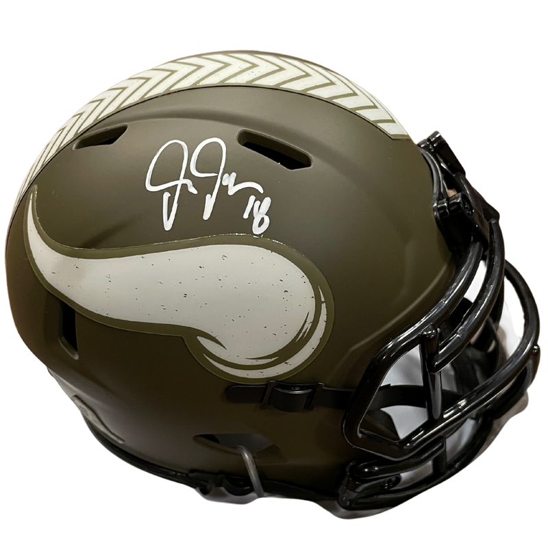 Justin Jefferson Autographed Minnesota Vikings Salute To Service Mini Helmet Autographs FanHQ   